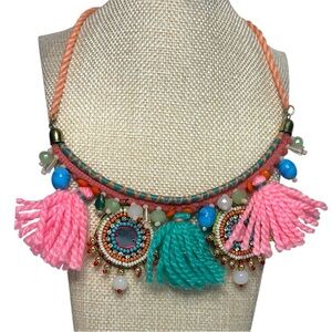 NWT mia collection festival boho necklace choker pink blue gold